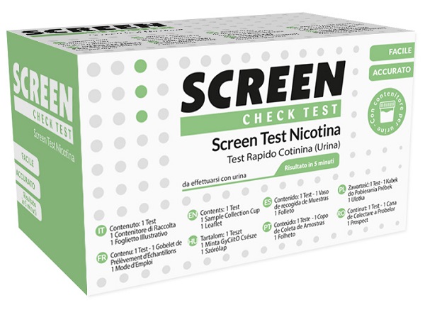 TEST RAPIDO CHE RILEVA LA PRESENZA DELLA COTININA/NICOTINA TRAMITE URINA SCREEN CHECK TEST NICOTINA - Farma Nice