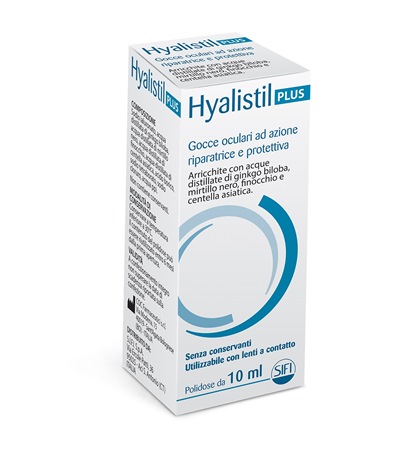 GOCCE OCULARI HYALISTIL PLUS ACIDO IALURONICO 0,4% ACQUA DISTILLATA DI GINKGO BILOBA + MIRTILLO NERO + FINOCCHIO + CENTELLA ASIATICA 10 ML - Farma Nice