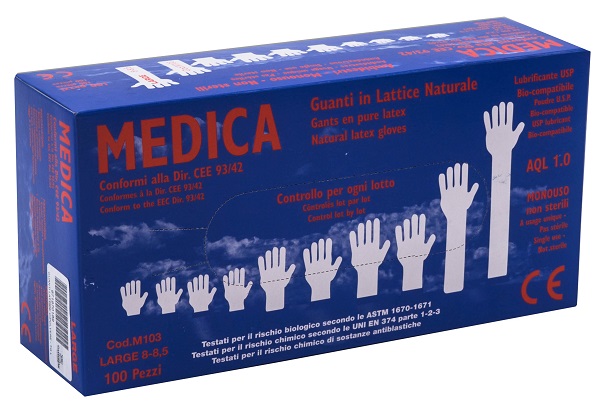 GUANTI LATTICE CON POLVERE LARGE 100 PEZZI GAMMADIS - Farma Nice