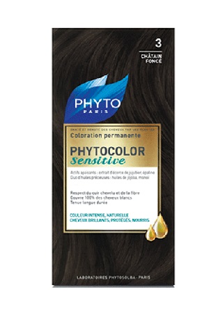 PHYTOCOLOR SENSITIVE 3 CASTANO SCURO 1 LOZIONE LIQUIDA 60 ML + 1 CREMA 40 ML + 1 BALSAMO 12 ML + FOGLIETTO DI ISTRUZIONI + GUANTI LATTICE - Farma Nice