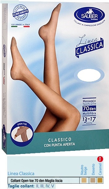SAUBER COLLANT OPEN TOE MAGLIA LISCIA 70 DEN COLORE NEUTRO BEIGE TAGLIA 3 LINEA CLASSICA - Farma Nice