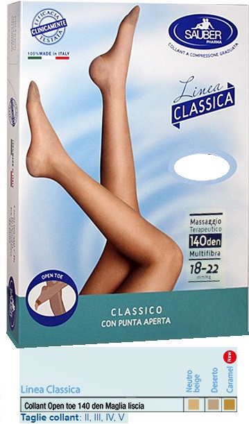 SAUBER COLLANT OPEN TOE MAGLIA LISCIA 140 DEN COLORE NEUTRO BEIGE TAGLIA 4 LINEA CLASSICA - Farma Nice