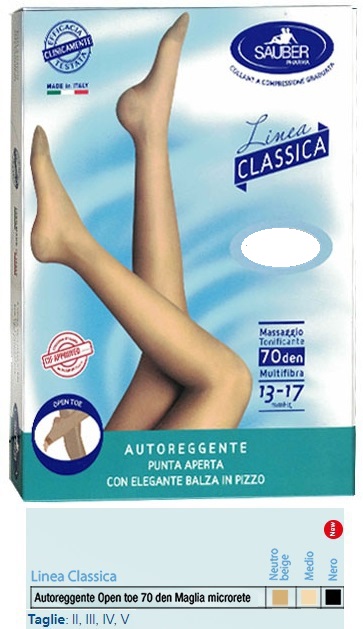 SAUBER AUTOREGGENTE OPEN TOE MAGLIA MICRORETE 70 DEN COLORE NEUTRO BEIGE TAGLIA 4 LINEA CLASSICA - Farma Nice