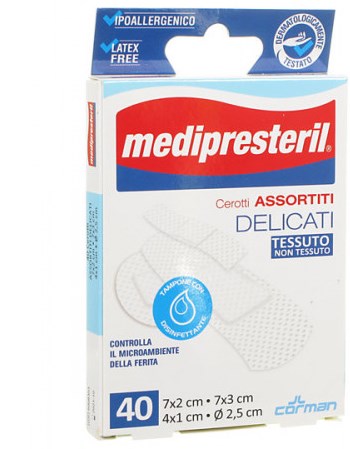 MEDIPRESTERIL CEROTTI DELICATI ASSORTITI 4 FORMATI 40 PEZZI - Farma Nice