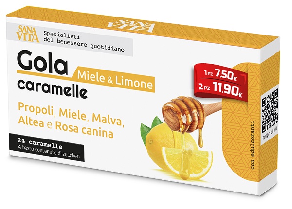 SANAVITA GOLA MIELE & LIMONE 24 CARAMELLE - Farma Nice