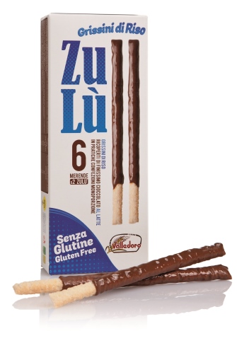 ZULU' GRISSINI DI RISO CON CIOCCOLATO FINISSIMO AL LATTE 12 X 11,66 G - Farma Nice