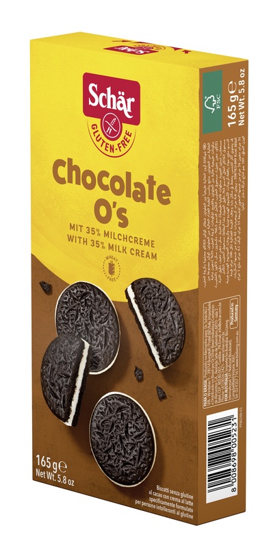 SCHAR CHOCOLATE O'S BISCOTTI AL CACAO CON CREMA AL LATTE 165 G - Farma Nice
