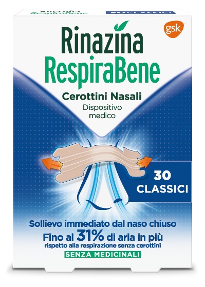 RINAZINA RESPIRABENE CEROTTI NASALI CLASSICI CARTON 30 PEZZI - Farma Nice