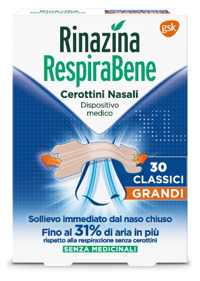 RINAZINA RESPIRABENE CEROTTI NASALI CLASSICI GRANDI CARTON 30 PEZZI - Farma Nice