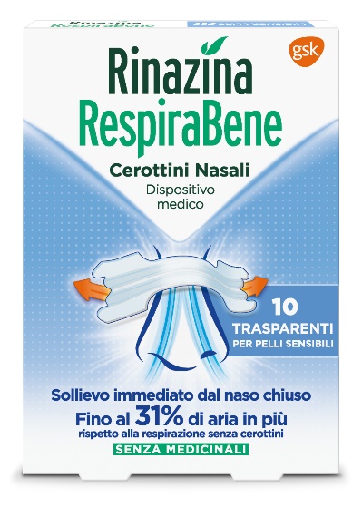 RINAZINA RESPIRABENE CEROTTI NASALI TRASPARENTI CARTON 10 PEZZI - Farma Nice