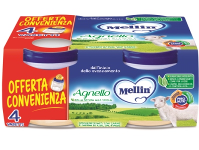 MELLIN OMOGENEIZZATO AGNELLO 4 PEZZI X 80 G - Farma Nice