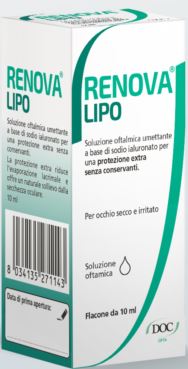 RENOVA COLLIRIO SOSTITUTO LACRIMALE A BASE DI ACIDO IALURONICO 0,4% E LIPIDI FLACONE DA 10 ML SENZA CONSERVANTI - Farma Nice