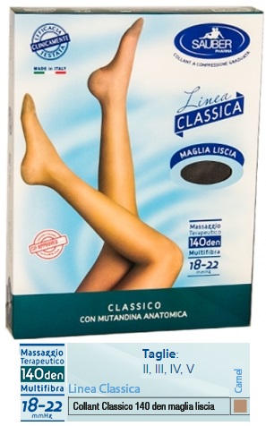SAUBER CLASSICO COLLANT 140 DENARI MAGLIA LISCIA CAMEL 4 - Farma Nice