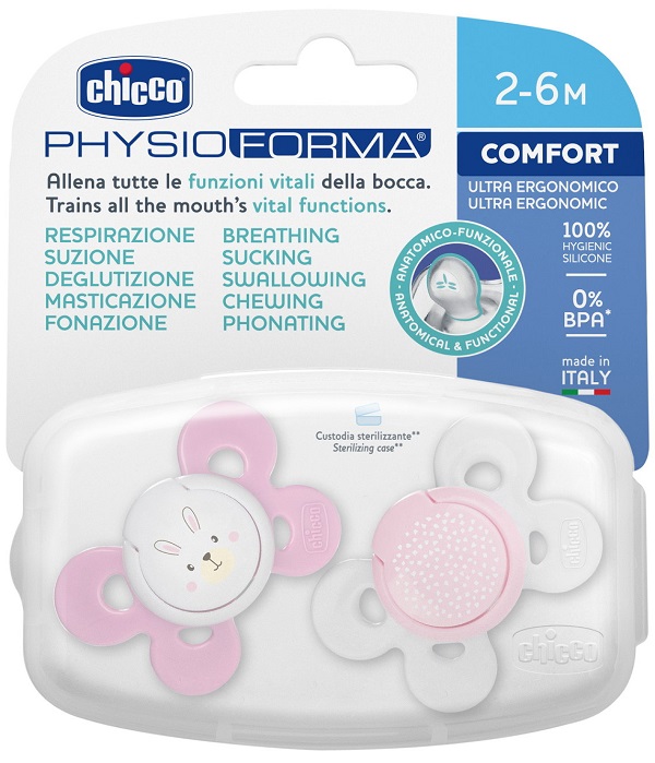 CHICCO SUCCHIETTO COMFORT GIRL SILICONE 0-6 MESI 2 PEZZI - Farma Nice