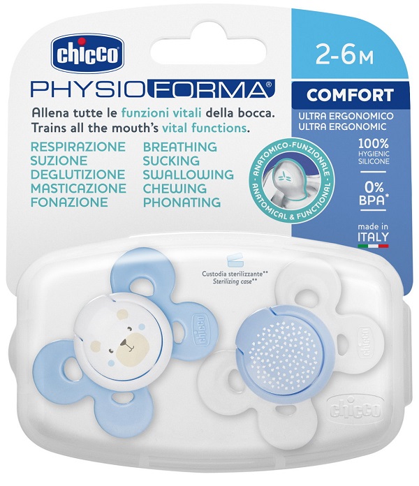CHICCO SUCCHIETTO COMFORT BOY SILICONE 0-6 MESI 2 PEZZI - Farma Nice