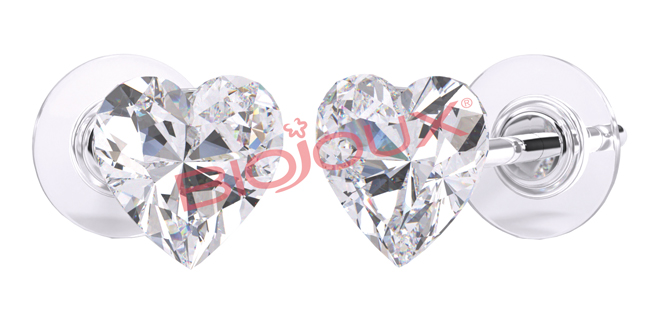 ORECCHINO POST FORATURA SWAROVSKI CRYSTAL HEART ARTICOLO BJT964 - Farma Nice