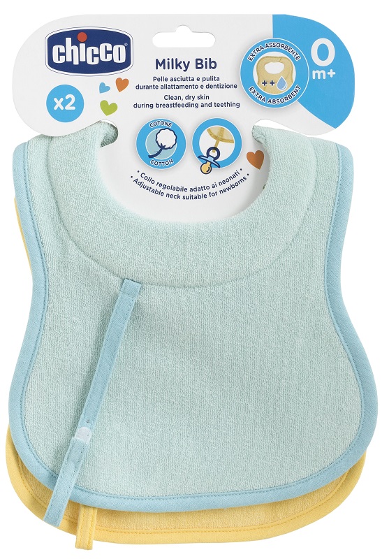 CHICCO BAVAGLINE 0M+ 2PZ AZZURRO - Farma Nice