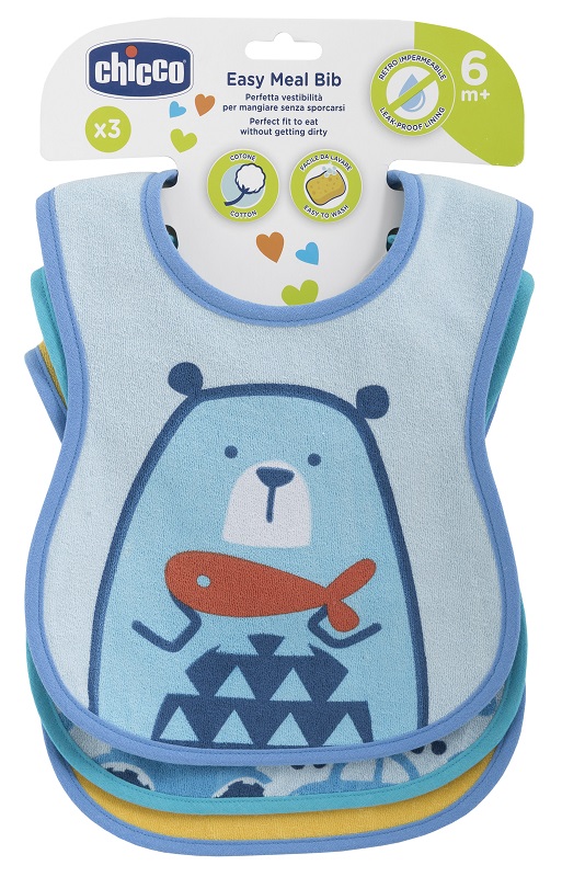 CHICCO BAVAGLINO PAPPA 6M 3 PEZZI BOY - Farma Nice