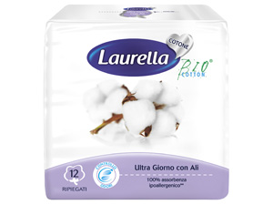ASSORBENTE LAURELLA IN COTONE ULTRA GIORNO CON ALI 12 PEZZI - Farma Nice