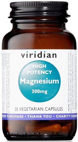 VIRIDIAN MAGNESIUM 300MG HIGH POTENCY 30 CAPSULE VIRIDIAN MAGNESIO SUPERIORE ALTA CONCENTRAZIONE - Farma Nice
