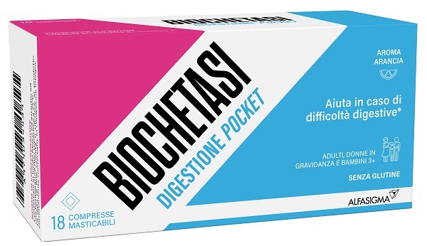BIOCHETASI DIGESTIONE POCKET 18 COMPRESSE MASTICABILI - Farma Nice