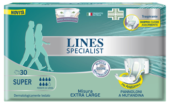 PANNOLONE MUTANDA LINES SPECIALIST EXTRALARGE SUPER 30 PEZZI - Farma Nice
