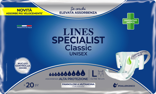 PANNOLONE A MUTANDA LINES SPECIALIST CLASSIC ALTAPROTEZIONE MG 20 PEZZI - Farma Nice