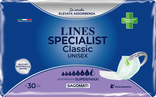 PANNOLONE SAGOMATO LINES SPECIALIST CLASSIC MAXI 30 PEZZI - Farma Nice