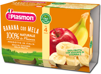 PLASMON OMOGENEIZZATO BANANA/MELA 2 X 104 G - Farma Nice