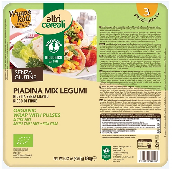 ALTRICEREALI PIADINA MIX LEGUMI 3 X 60 G - Farma Nice