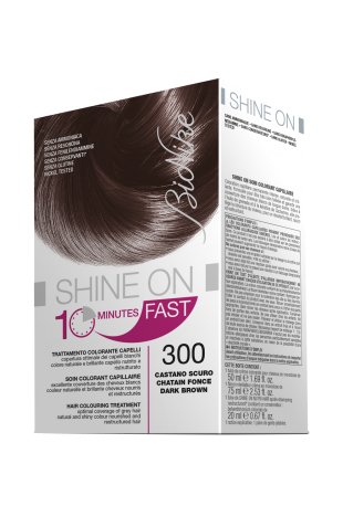 BIONIKE SHINE ON FAST TRATTAMENTO COLORANTE CAPELLI CASTANO SCURO 300 FLACONE 60 ML + TUBO 60 ML - Farma Nice