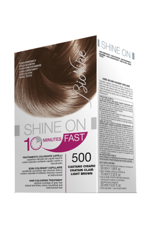 BIONIKE SHINE ON FAST TRATTAMENTO COLORANTE CAPELLI CASTANO CHIARO 500 FLACONE 60 ML + TUBO 60 ML - Farma Nice
