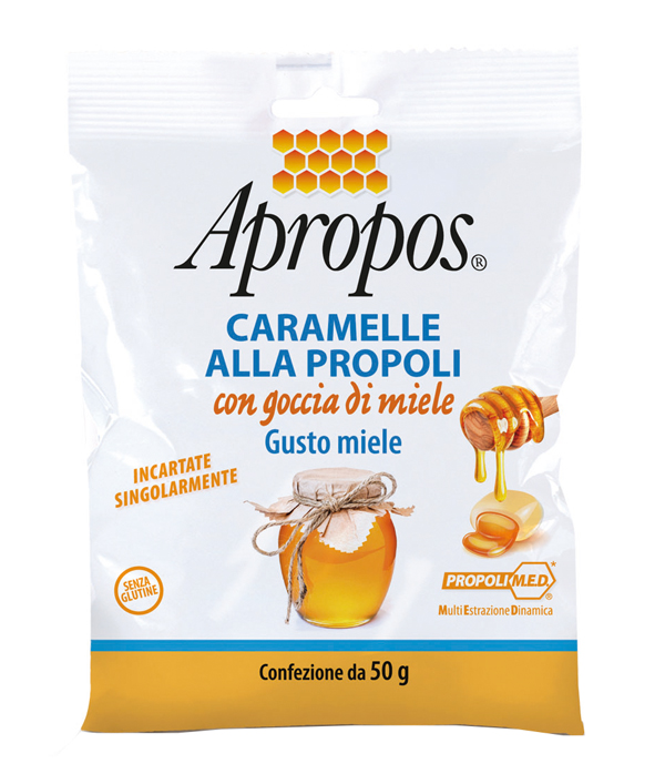 APROPOS CARAMELLE ALLA PROPOLI CON GOCCIA DI MIELE GUSTO MIELE 50 G - Farma Nice