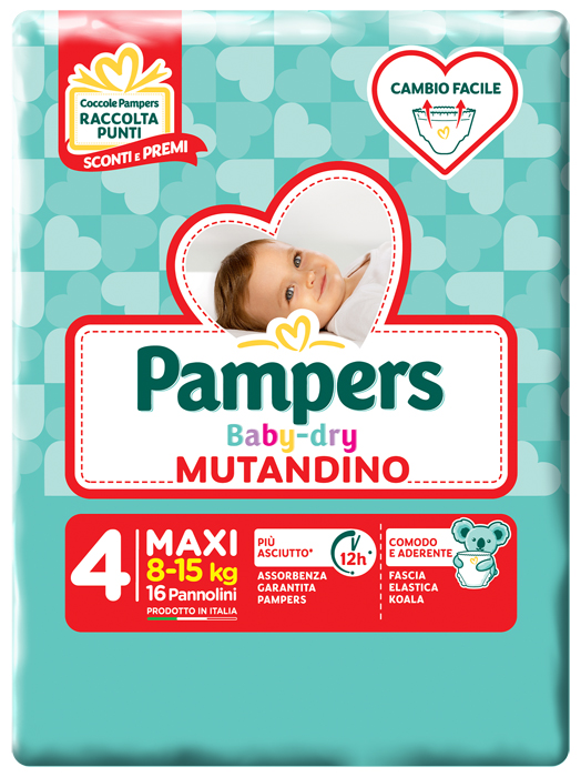 PAMPERS BABY DRY MUTANDINA MAXI 4 SMALL PACK 16 PEZZI - Farma Nice