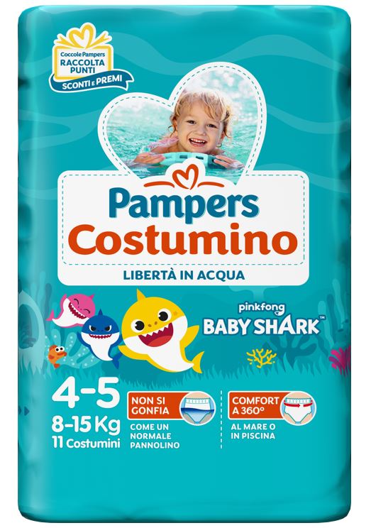 PAMPERS COSTUMINO BABY SHARK CP S 4-5 11 PEZZI - Farma Nice