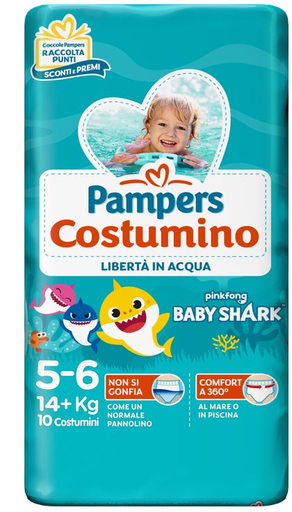 PAMPERS COSTUMINO BABY SHARK CP S 5-6 10 PEZZI - Farma Nice