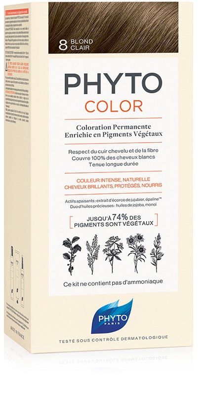 PHYTOCOLOR 8 BIONDO CHIARO 1 LATTE + 1 CREMA + 1 MASCHERA + 1 PAIO DI GUANTI - Farma Nice
