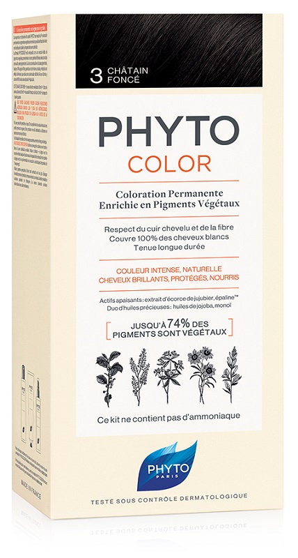 PHYTOCOLOR 3 CASTANO SCURO 1 LATTE + 1 CREMA + 1 MASCHERA + 1 PAIO DI GUANTI - Farma Nice