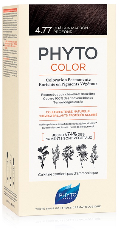 PHYTOCOLOR 4,77 CASTANO MARRONE INTENSO LATTE + CREMA + MASCHERA + 1 PAIO DI GUANTI - Farma Nice