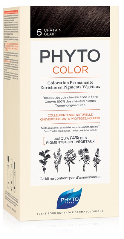PHYTOCOLOR 5 CASTANO CHIARO 1 LATTE + 1 CREMA + 1 MASCHERA + 1 PAIO DI GUANTI - Farma Nice