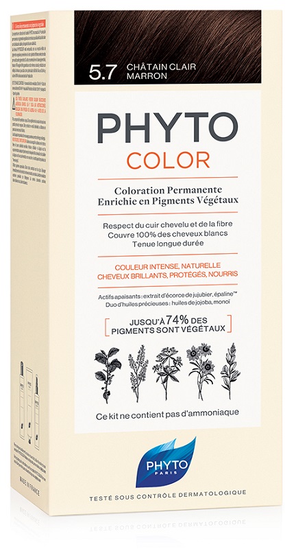 PHYTOCOLOR 5,7 CASTANO CHIARO TAB LATTE + CREMA + MASCHERA + 1 PAIO DI GUANTI - Farma Nice
