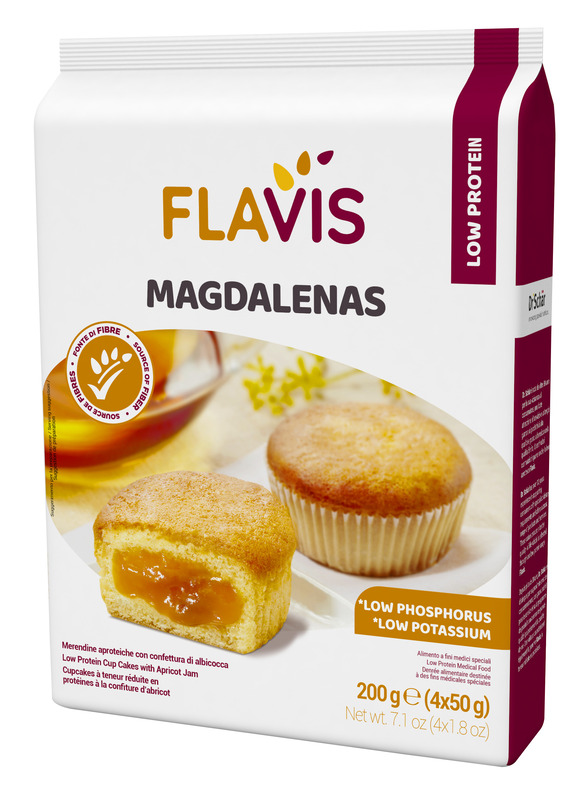 FLAVIS MAGDALENAS MERENDINE APROTEICHE CON CONFETTURA DI ALBICOCCA 4 MONOPORZIONI DA 50 G - Farma Nice