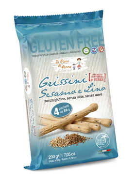 IL PANE DI ANNA GRISSINI CON SESAMO E LINO SENZA LATTE 200 G - Farma Nice