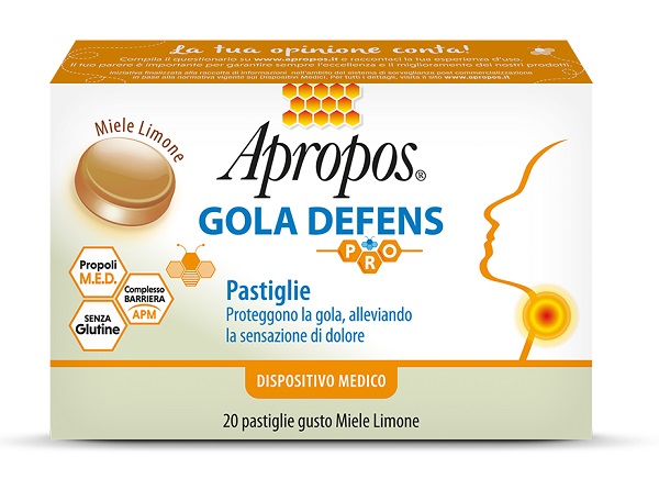 APROPOS GOLA DEFENS PRO 20 PASTIGLIE MIELE LIMONE - Farma Nice