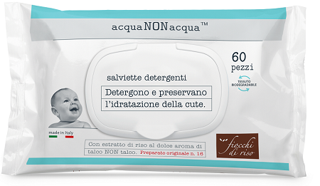 FIOCCHI DI RISO ACQUA NON ACQUA SALVIETTE DETERGENTI 60 PEZZI - Farma Nice