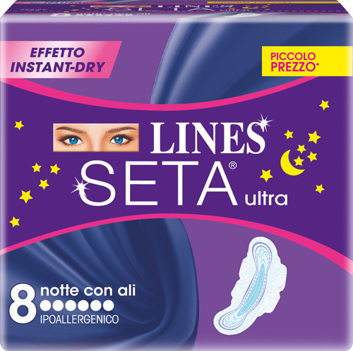 LINES SETA ULTRA ASSORBENTI DA NOTTE 8 PEZZI - Farma Nice
