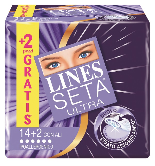 ASSORBENTE LINES SETA ULTRA CON ALI 16 PEZZI - Farma Nice