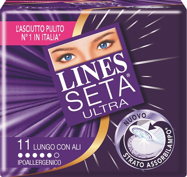 ASSORBENTE LINES SETA ULTRA LUNGO CON ALI 11 PEZZI - Farma Nice