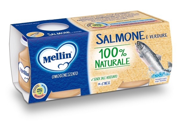 MELLIN OMOGENEIZZATO DI SALMONE E VERDURE 4 X 80 G - Farma Nice