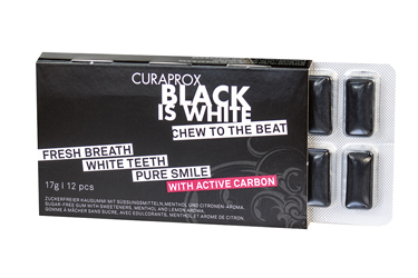 CURAPROX BLACK IS WHITE TO GO CHEWING GUM SLEEVE 12 PEZZI - Farma Nice